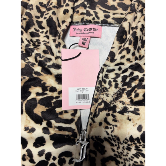 NWT HTF Juicy Couture Bling Track Suit Ocelot Animal  Print Size Medium Y2K Glam - Picture 3 of 11